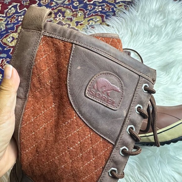 SOREL Rust Lace-Up Duck Boots Women Sz 8.5 Waterproof Winter Farmhouse Cottage - Picture 6 of 13